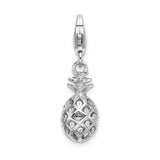 Sterling Silver Click-on Polished Pineapple Charm Charms