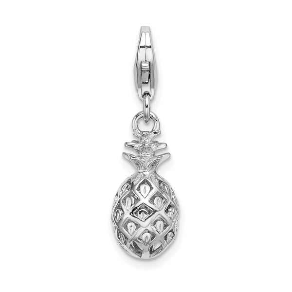 Sterling Silver Click-on Polished Pineapple Charm Charms