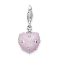 Sterling Silver Click-on Purple Ferido & Stellux Crystal Heart Charm Charms