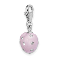 Sterling Silver Click-on Purple Ferido & Stellux Crystal Heart Charm Charms