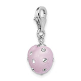Sterling Silver Click-on Purple Ferido & Stellux Crystal Heart Charm Charms