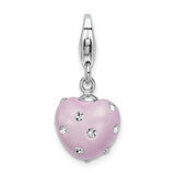Sterling Silver Click-on Purple Ferido & Stellux Crystal Heart Charm Charms