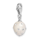 Sterling Silver Click-on White Ferido & Stellux Crystal Heart Charm Charms