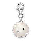 Sterling Silver Click-on White Ferido & Stellux Crystal Ball Charm Charms