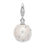 Sterling Silver Click-on White Ferido & Stellux Crystal Ball Charm Charms