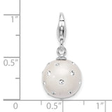Sterling Silver Click-on White Ferido & Stellux Crystal Ball Charm Charms