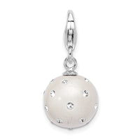 Sterling Silver Click-on White Ferido & Stellux Crystal Ball Charm Charms
