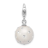 Sterling Silver Click-on White Ferido & Stellux Crystal Ball Charm Charms