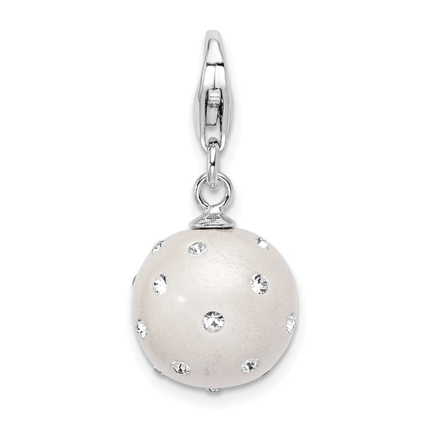 Sterling Silver Click-on White Ferido & Stellux Crystal Ball Charm Charms