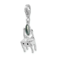 Amore LaVita Sterling Silver Enamel Vanity with Lobster Clasp Charm