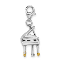 Sterling Silver Enamel Piano W/Lobster Claw Clasp Clasp Charm Charms