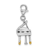 Sterling Silver Enamel Piano W/Lobster Claw Clasp Clasp Charm Charms