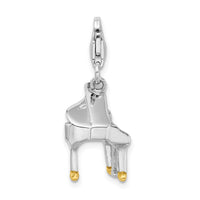 Sterling Silver Enamel Piano W/Lobster Claw Clasp Clasp Charm Charms