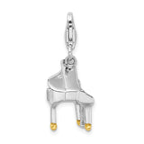 Sterling Silver Enamel Piano W/Lobster Claw Clasp Clasp Charm Charms