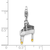 Sterling Silver Enamel Piano W/Lobster Claw Clasp Clasp Charm Charms