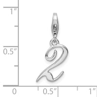 Sterling Silver Number 2 W/Lobster Claw Clasp Clasp Charm Charms