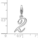 Sterling Silver Number 2 W/Lobster Claw Clasp Clasp Charm Charms