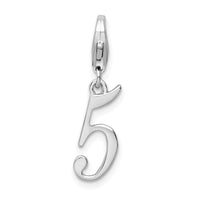 Sterling Silver Number 5 W/Lobster Claw Clasp Clasp Charm Charms
