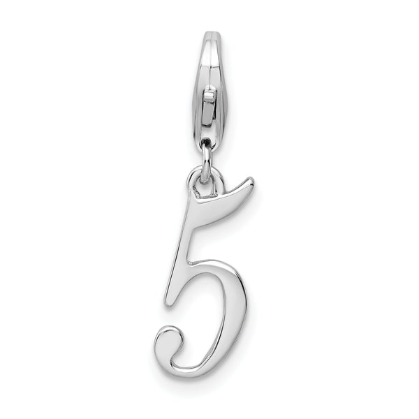 Sterling Silver Number 5 W/Lobster Claw Clasp Clasp Charm Charms