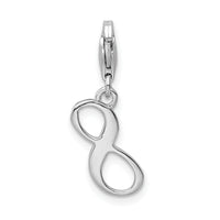 Sterling Silver Number 8 with Lobster Clasp Charm