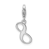 Sterling Silver Number 8 with Lobster Clasp Charm