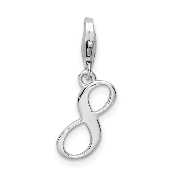 Sterling Silver Number 8 with Lobster Clasp Charm