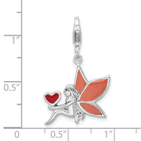 Sterling Silver Enameled Fairy W/Heart W/Lobster Claw Clasp Clasp Charm Charms