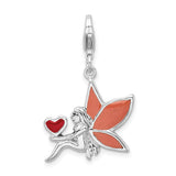 Sterling Silver Enameled Fairy W/Heart W/Lobster Claw Clasp Clasp Charm Charms