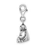 Amore LaVita Sterling Silver 3-D Antiqued Buddha with Lobster Clasp Charm
