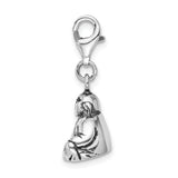 Amore LaVita Sterling Silver 3-D Antiqued Buddha with Lobster Clasp Charm