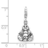 Amore LaVita Sterling Silver 3-D Antiqued Buddha with Lobster Clasp Charm