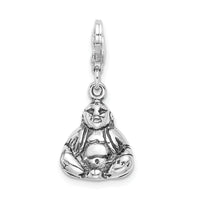 Amore LaVita Sterling Silver 3-D Antiqued Buddha with Lobster Clasp Charm