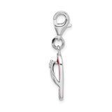 Amore La Vita Sterling Silver Rhodium-plated Polished 3-D Red Enameled Sandal Charm with Fancy Lobster Clasp QCC650