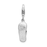 Amore La Vita Sterling Silver Rhodium-plated Polished 3-D Red Enameled Sandal Charm with Fancy Lobster Clasp QCC650