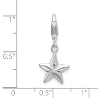 Sterling Silver Amore La Vita Rhodium-plated Diamond-cut Star Charm