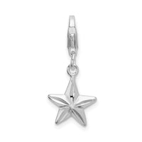 Sterling Silver Amore La Vita Rhodium-plated Diamond-cut Star Charm