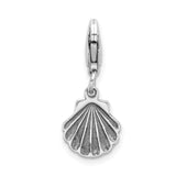 Amore LaVita Sterling Silver Antiqued Clam Shell with Lobster Clasp Charm