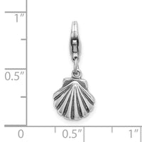 Amore LaVita Sterling Silver Antiqued Clam Shell with Lobster Clasp Charm