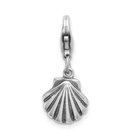 Amore LaVita Sterling Silver Antiqued Clam Shell with Lobster Clasp Charm