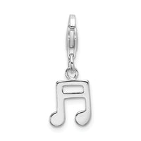 Amore LaVita Sterling Silver Polished Beamed Sixteenth Note with Lobster Clasp Charm