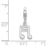 Amore LaVita Sterling Silver Polished Beamed Sixteenth Note with Lobster Clasp Charm