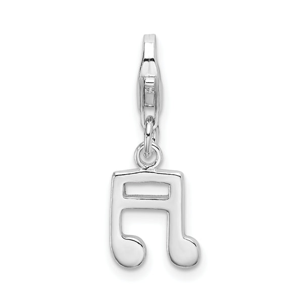 Amore LaVita Sterling Silver Polished Beamed Sixteenth Note with Lobster Clasp Charm