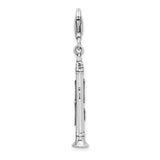 Sterling Silver 3-D Antiqued Clarinet with Lobster Clasp Charm
