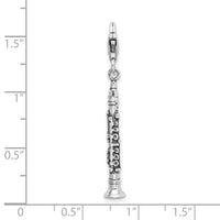 Sterling Silver 3-D Antiqued Clarinet with Lobster Clasp Charm