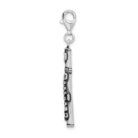 Amore LaVita Sterling Silver 3-D Antiqued Flute with Lobster Clasp Charm