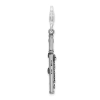 Amore LaVita Sterling Silver 3-D Antiqued Flute with Lobster Clasp Charm