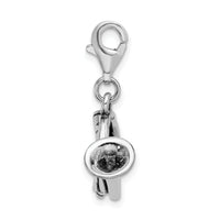 Sterling Silver 3-D Antiqued French Horn W/Lobster Claw Clasp Clasp Charm Charms