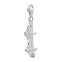 Sterling Silver Polished Mackinac Bridge W/Lobster Claw Clasp Clasp Charm Charms