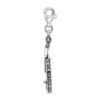 Sterling Silver 3-D Antiqued Violin W/Lobster Claw Clasp Clasp Charm Charms