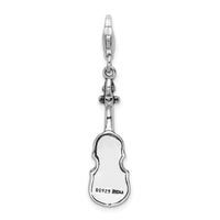 Sterling Silver 3-D Antiqued Violin W/Lobster Claw Clasp Clasp Charm Charms